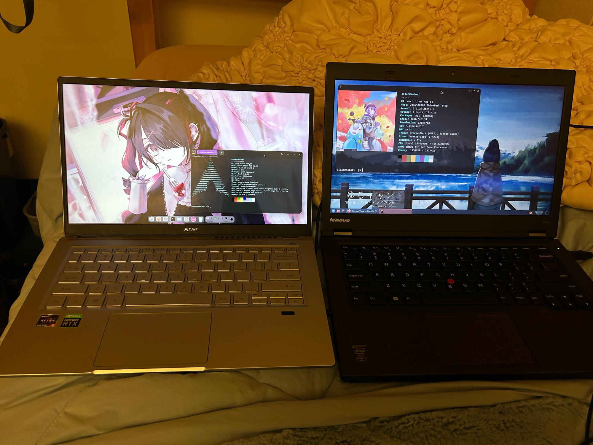 two different laptops side by side - one for me, one for sydney